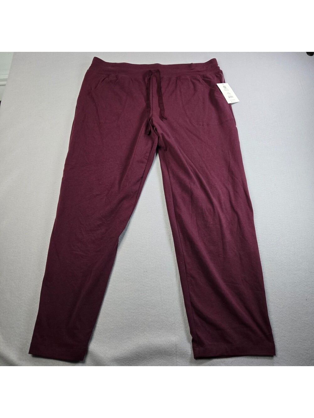 Athletic Works Pants Womens XL 16-18 Maroon Knit Drawstring Pockets Lounge NWT